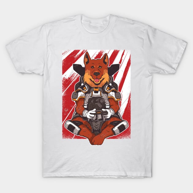 German Shepard Gaming Dog T-Shirt by madeinchorley